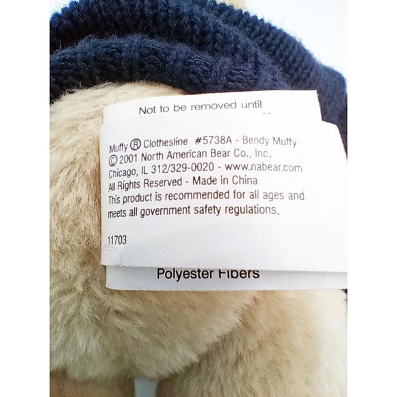 Bendy Muffy Bear Navy Blue K Sweater Vintage 2001 Stuffed Animal 7 Inch 5738A - Picture 12 of 12